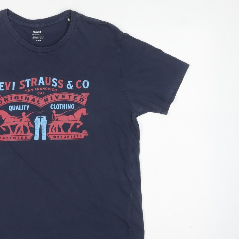 Levi's Men's Blue M Graphic Logo Crew Neck Short Sleeve T-Shirt