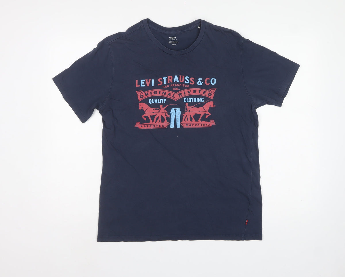 Levi's Men's Blue M Graphic Logo Crew Neck Short Sleeve T-Shirt