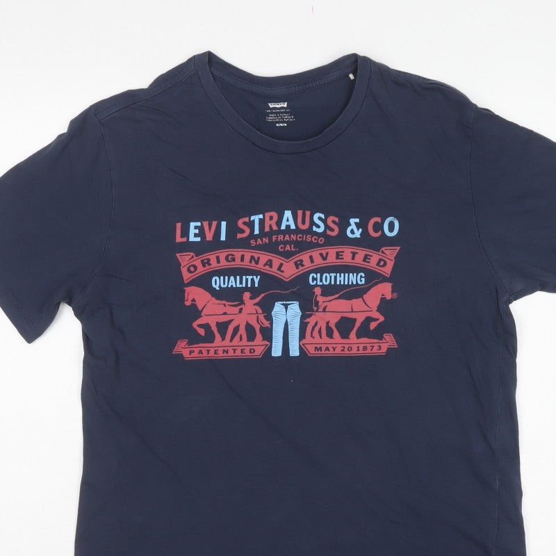 Levi's Men's Blue M Graphic Logo Crew Neck Short Sleeve T-Shirt
