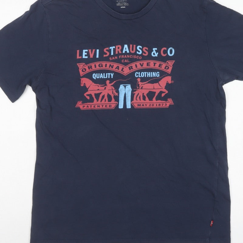 Levi's Men's Blue M Graphic Logo Crew Neck Short Sleeve T-Shirt