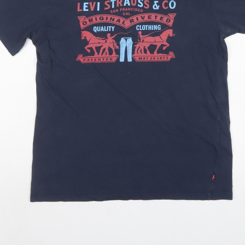 Levi's Men's Blue M Graphic Logo Crew Neck Short Sleeve T-Shirt