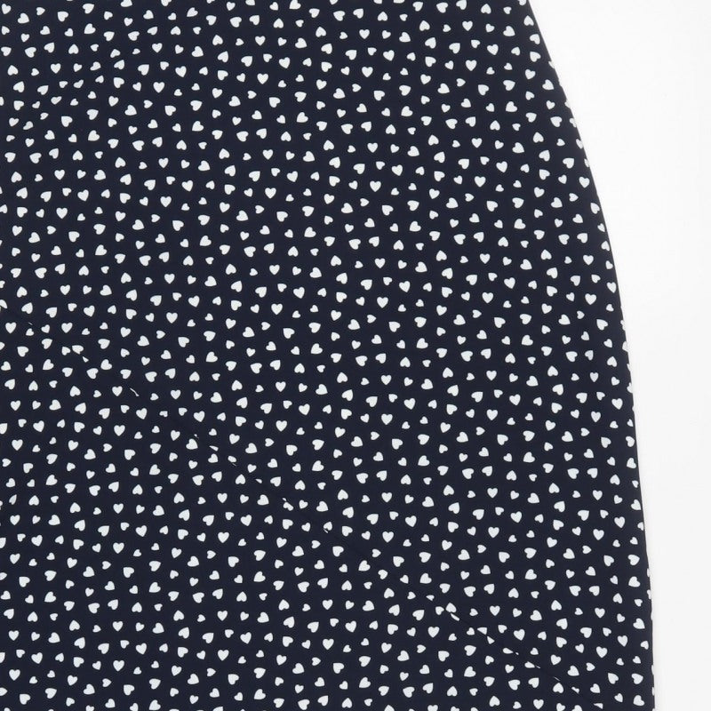 Next Women’s Black Heart Print Midi Pencil Skirt UK 8