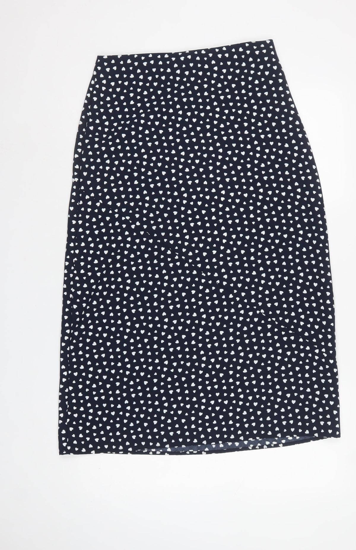 Next Women’s Black Heart Print Midi Pencil Skirt UK 8