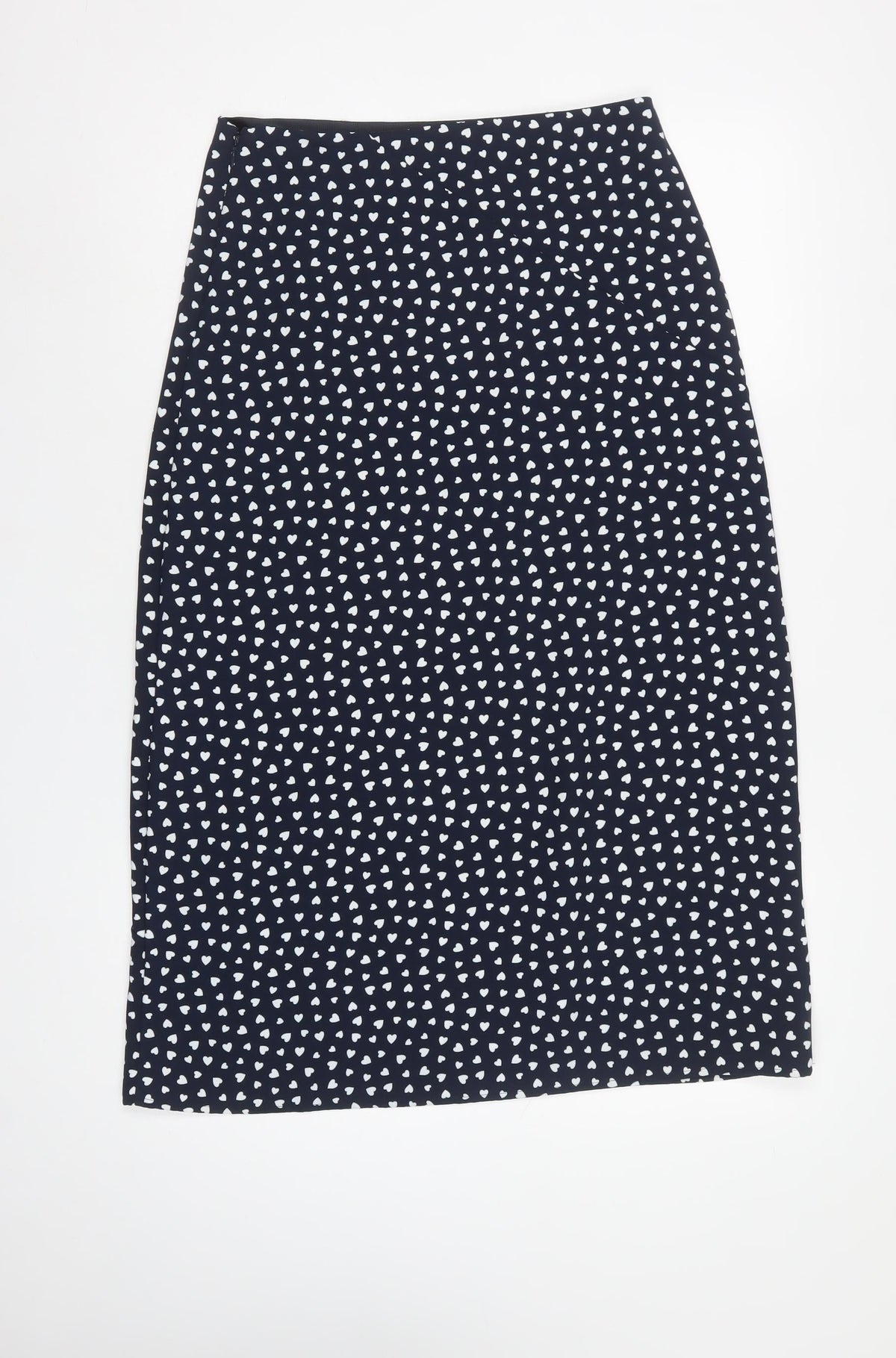 Next Women’s Black Heart Print Midi Pencil Skirt UK 8