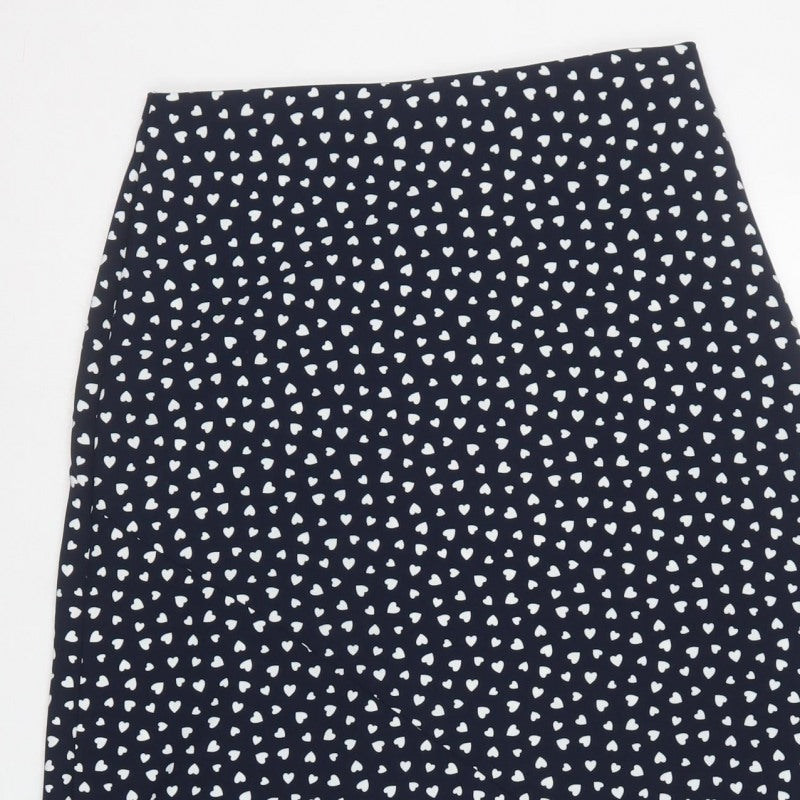 Next Women’s Black Heart Print Midi Pencil Skirt UK 8
