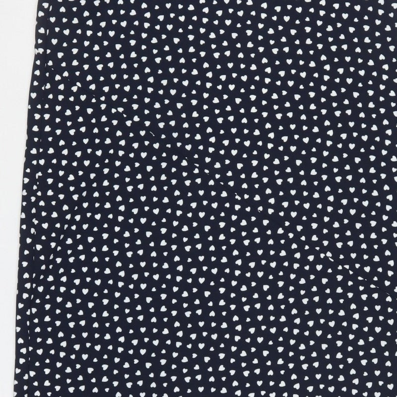 Next Women’s Black Heart Print Midi Pencil Skirt UK 8