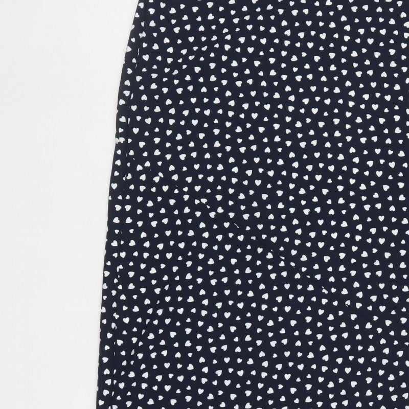 Next Women’s Black Heart Print Midi Pencil Skirt UK 8