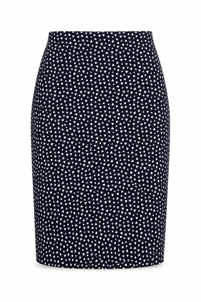 Next Women’s Black Heart Print Midi Pencil Skirt UK 8