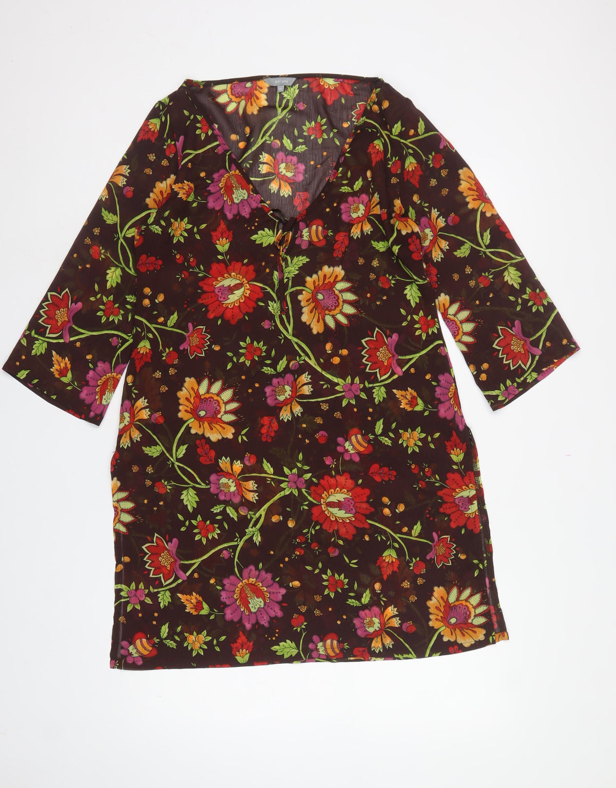 Per Una Women’s Multicoloured Floral Sheer Tunic Blouse M