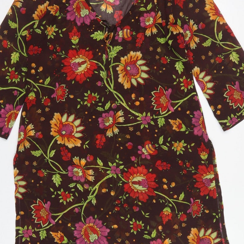 Per Una Women’s Multicoloured Floral Sheer Tunic Blouse M