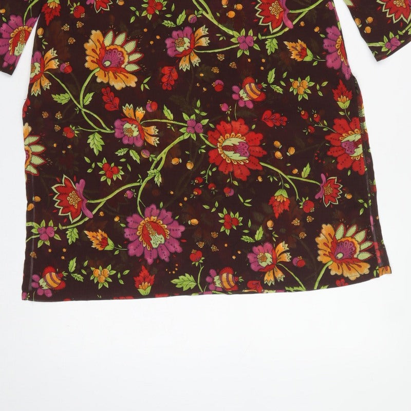Per Una Women’s Multicoloured Floral Sheer Tunic Blouse M