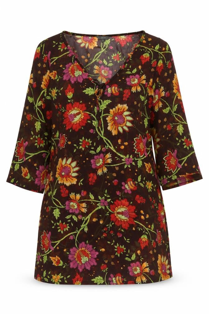 Per Una Women’s Multicoloured Floral Sheer Tunic Blouse M