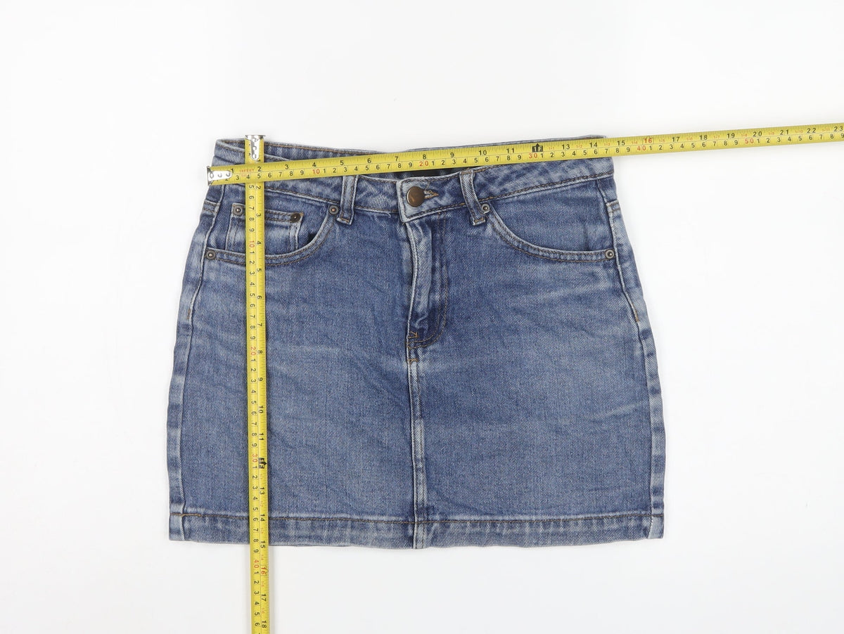 Forever 21 Women Blue M Denim Mini Straight Pencil Skirt