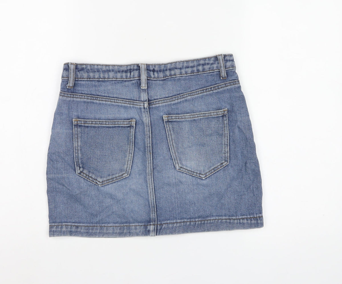 Forever 21 Women Blue M Denim Mini Straight Pencil Skirt