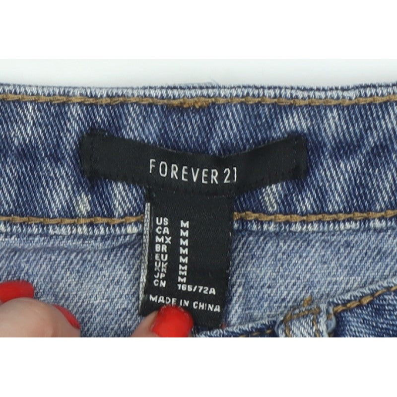 Forever 21 Women Blue M Denim Mini Straight Pencil Skirt