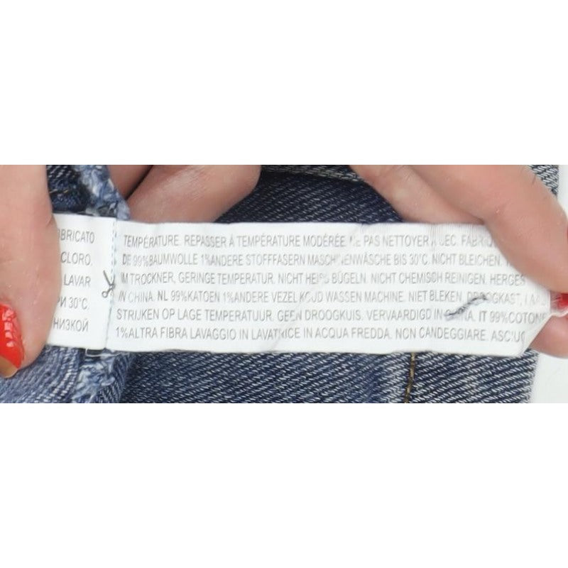 Forever 21 Women Blue M Denim Mini Straight Pencil Skirt