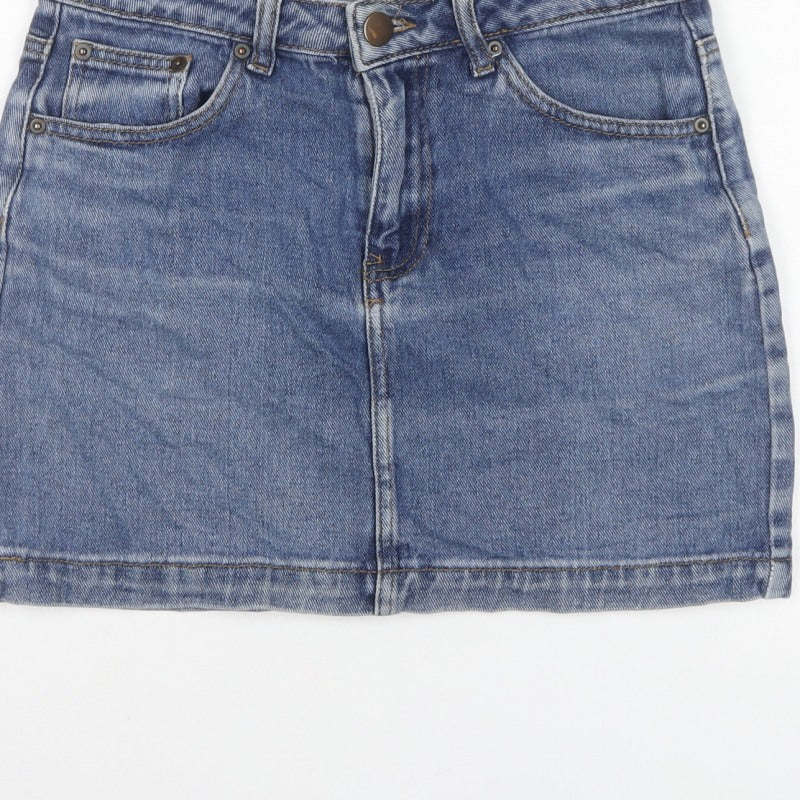 Forever 21 Women Blue M Denim Mini Straight Pencil Skirt