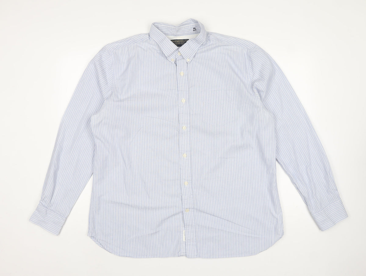 Hammond & Co. Men’s Blue Striped Button Down Cotton Shirt XL