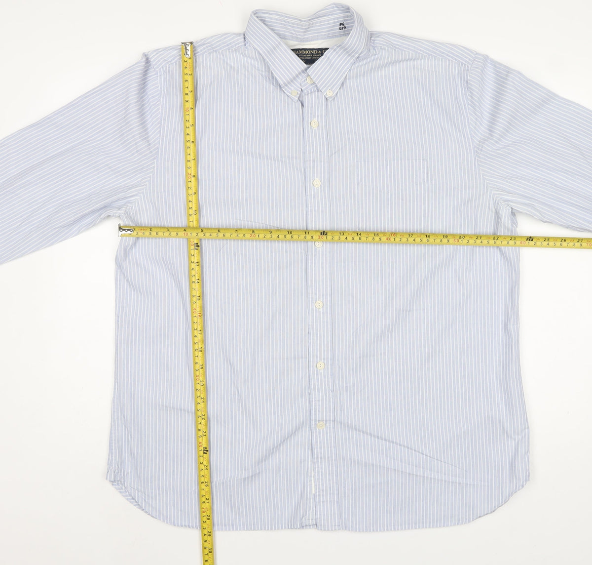 Hammond & Co. Men’s Blue Striped Button Down Cotton Shirt XL