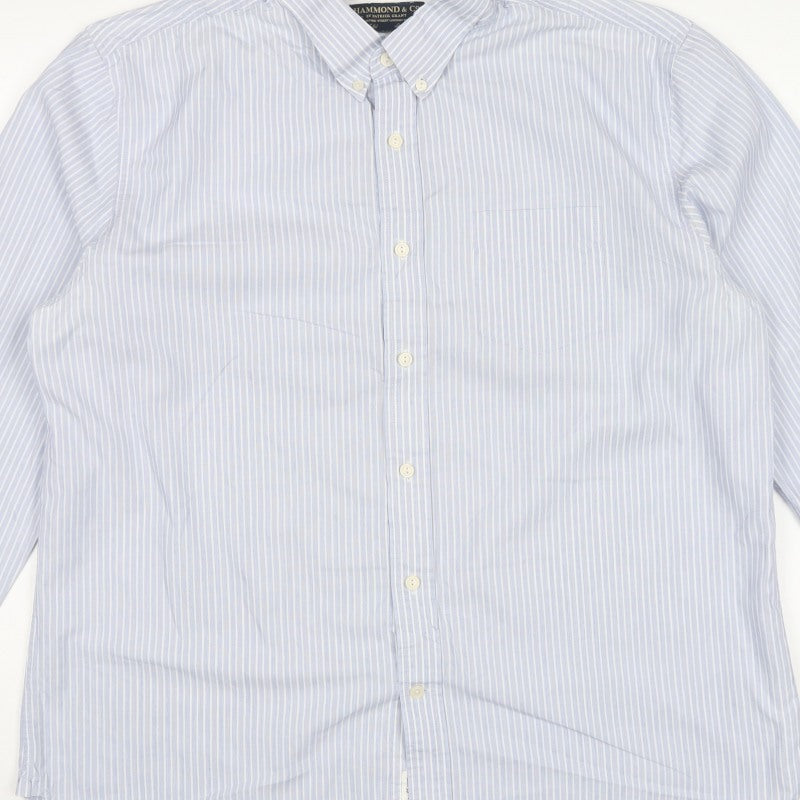 Hammond & Co. Men’s Blue Striped Button Down Cotton Shirt XL