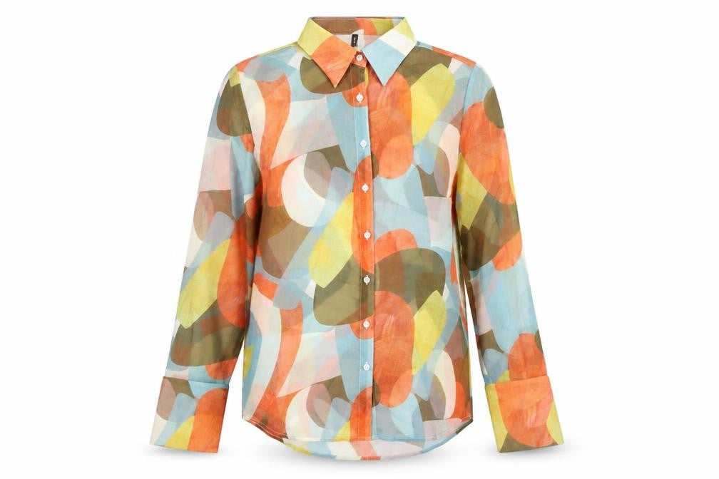 PrettyLittleThing Women Multicoloured UK 10 Geometric Sheer Button-Up Shirt