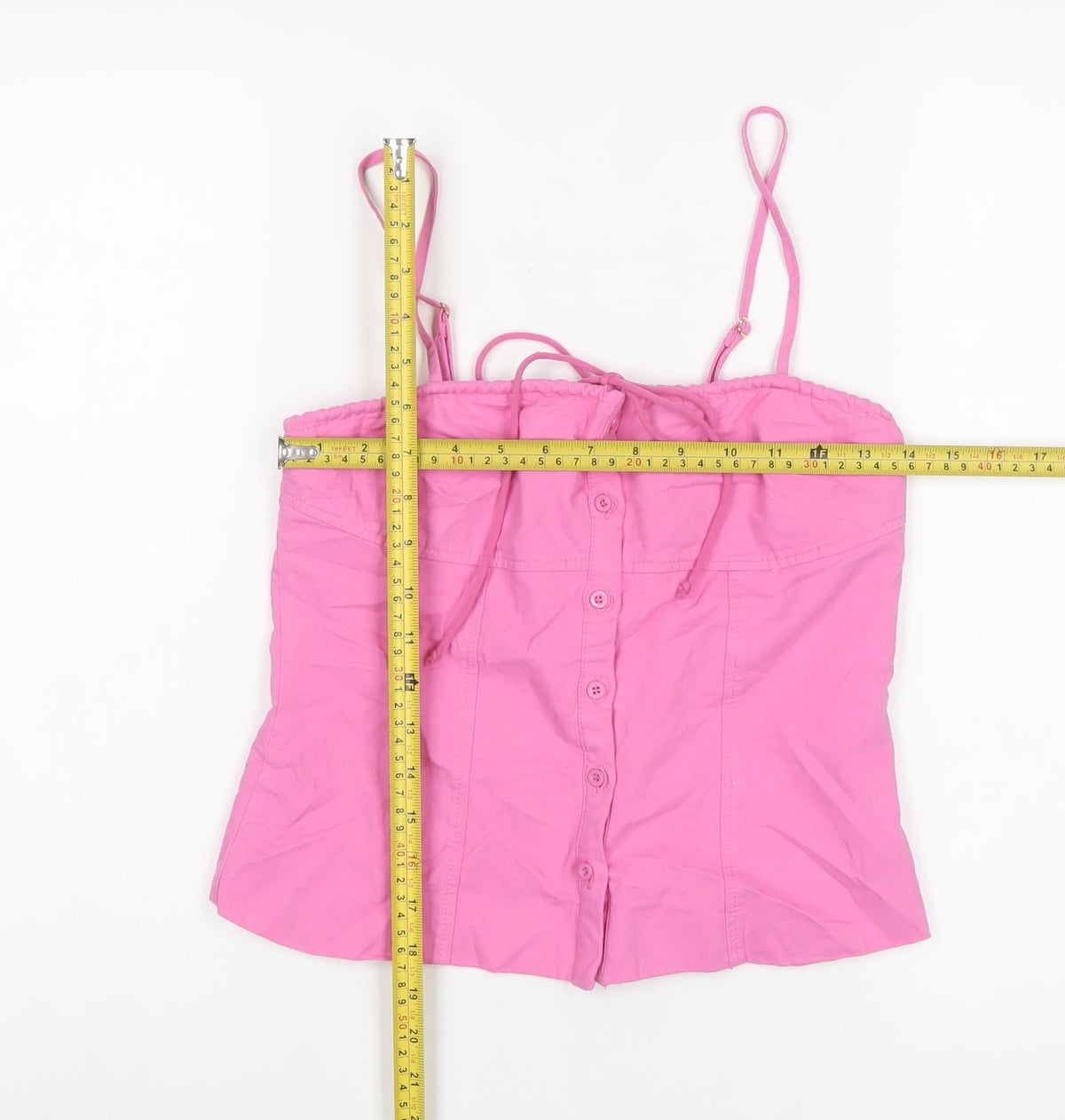Missguided Women Pink S Cotton Button Cami Corset Style Top