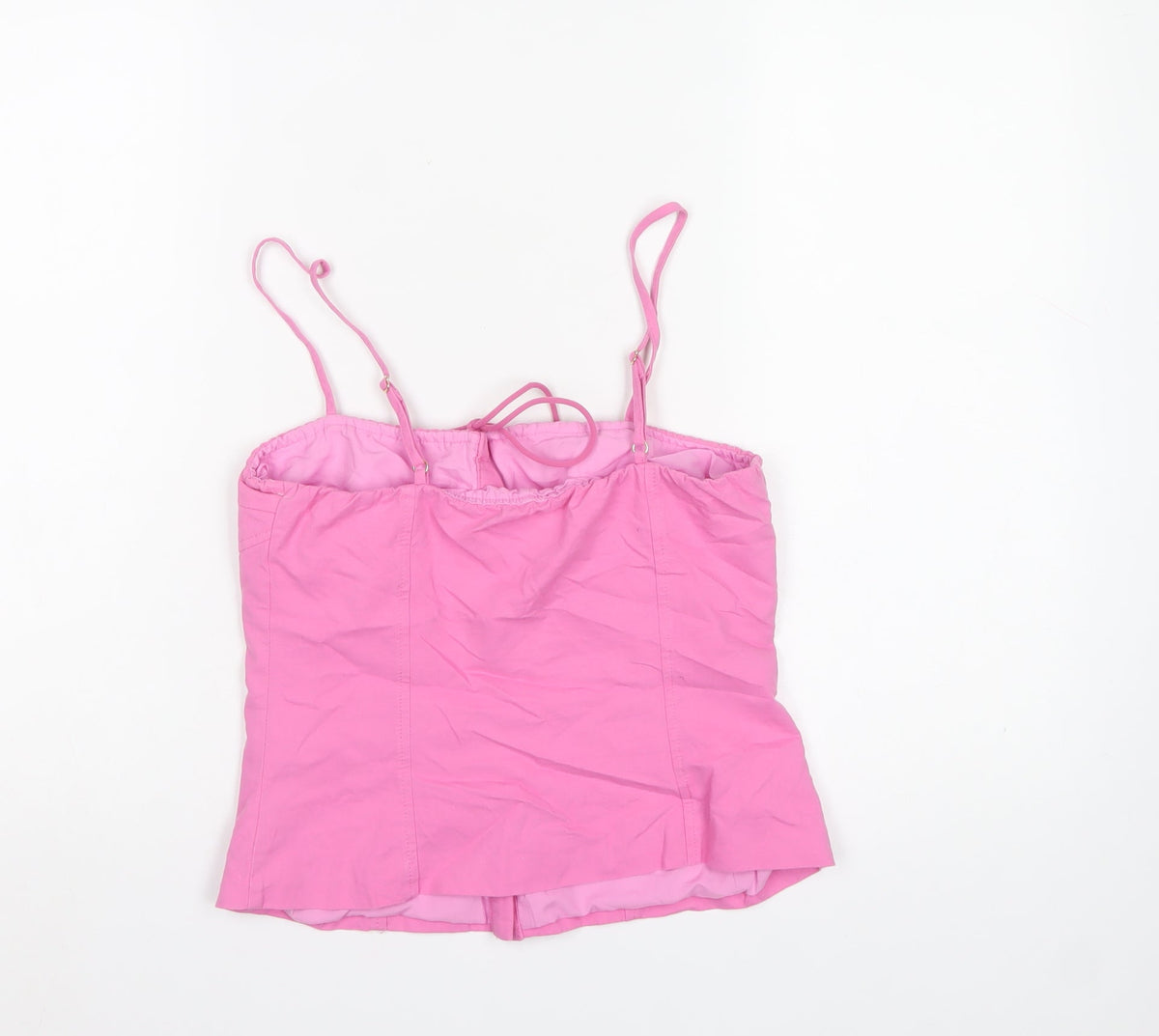 Missguided Women Pink S Cotton Button Cami Corset Style Top