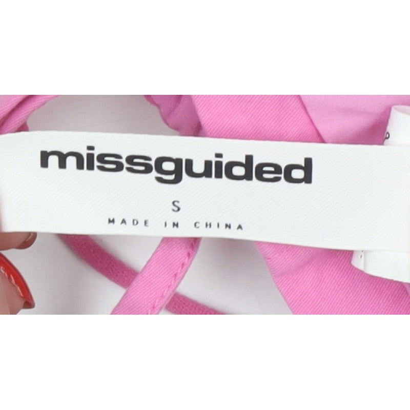 Missguided Women Pink S Cotton Button Cami Corset Style Top