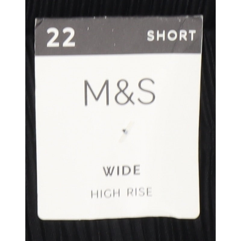 Marks & Spencer Women Black Size 22 Short Wide Leg High Rise Trousers