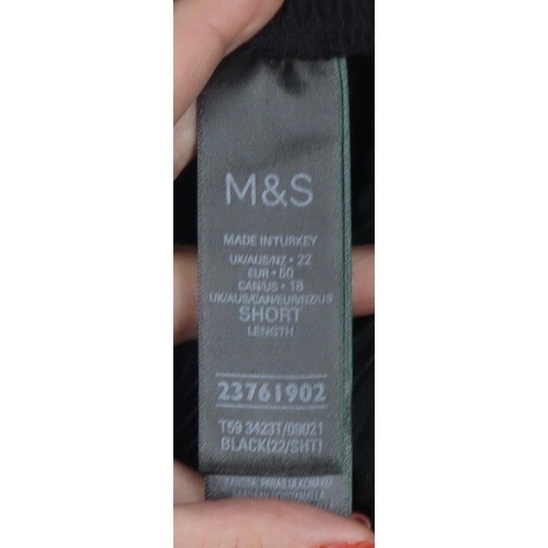 Marks & Spencer Women Black Size 22 Short Wide Leg High Rise Trousers