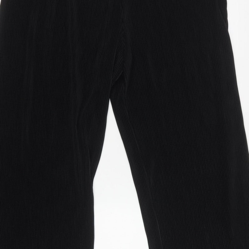 Marks & Spencer Women Black Size 22 Short Wide Leg High Rise Trousers