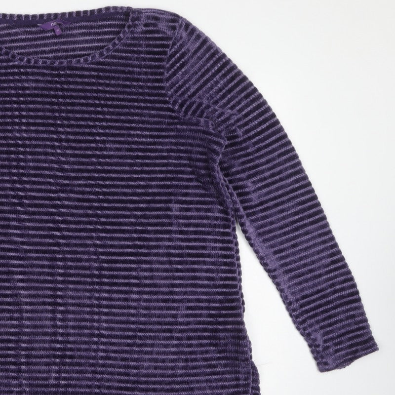 Next Women Purple UK 20 Long Sleeve Knit Tunic Jumper Ribbed