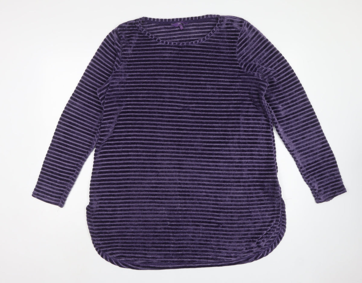 Next Women Purple UK 20 Long Sleeve Knit Tunic Jumper Ribbed