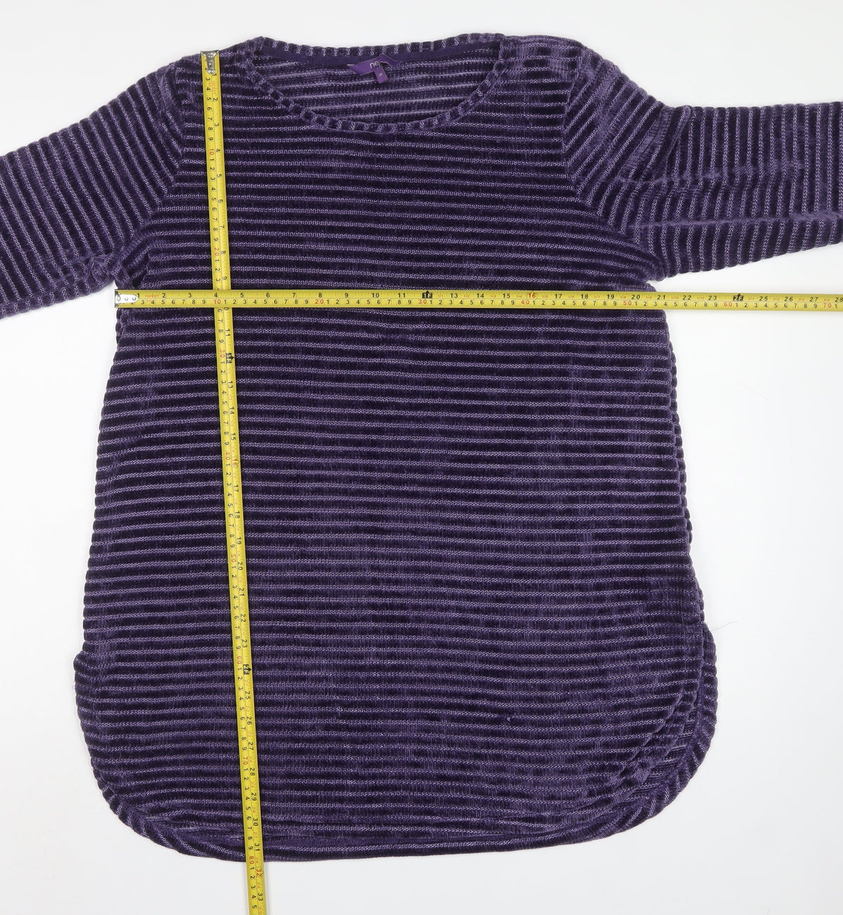 Next Women Purple UK 20 Long Sleeve Knit Tunic Jumper Ribbed