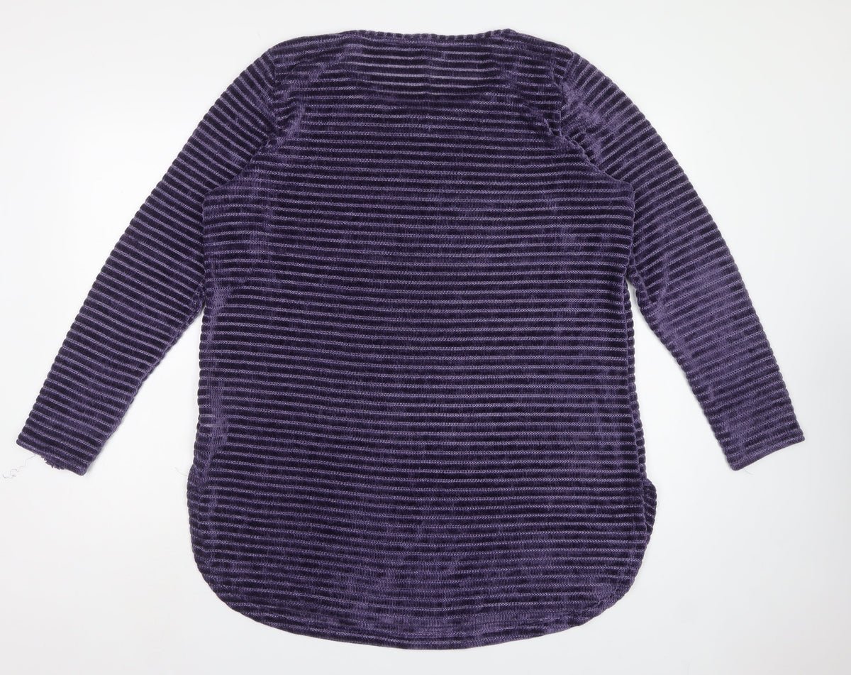 Next Women Purple UK 20 Long Sleeve Knit Tunic Jumper Ribbed