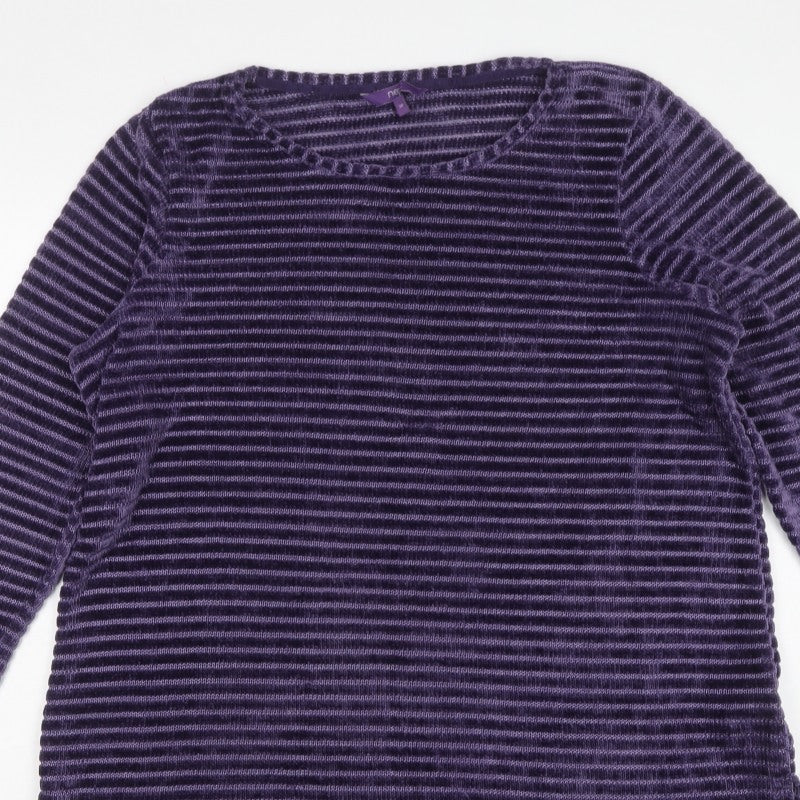 Next Women Purple UK 20 Long Sleeve Knit Tunic Jumper Ribbed