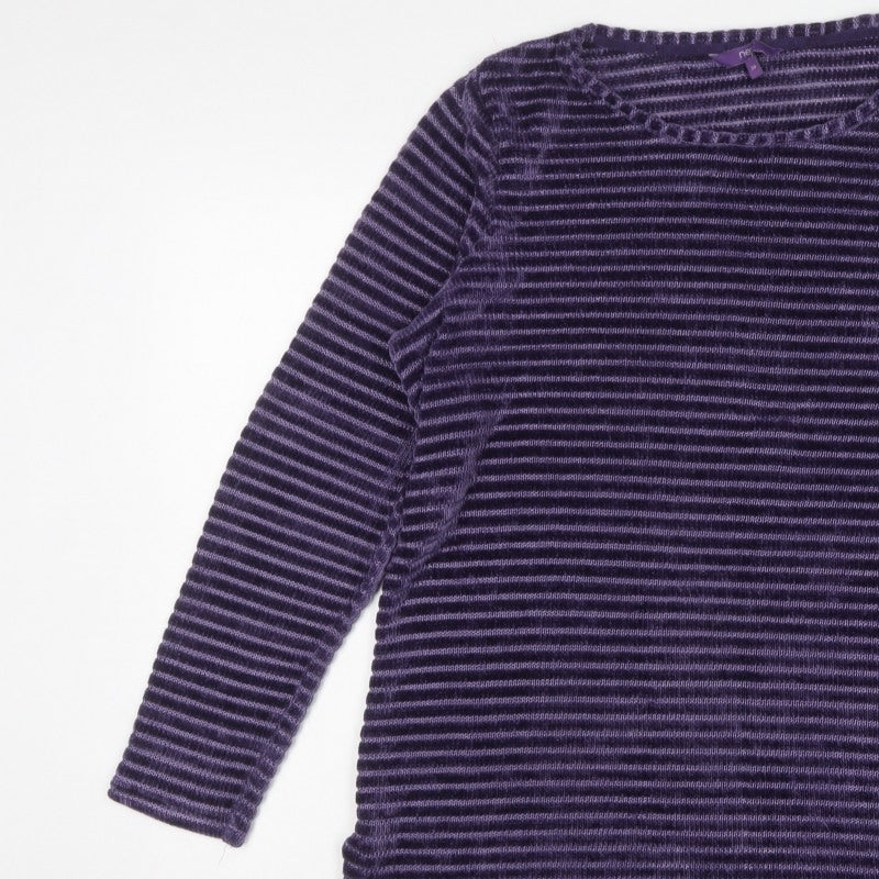 Next Women Purple UK 20 Long Sleeve Knit Tunic Jumper Ribbed