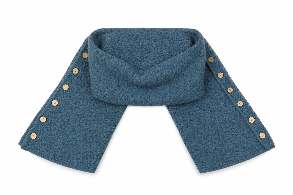 Aran Women Blue One Size Merino Wool Cable Knit Button Wrap Cardigan
