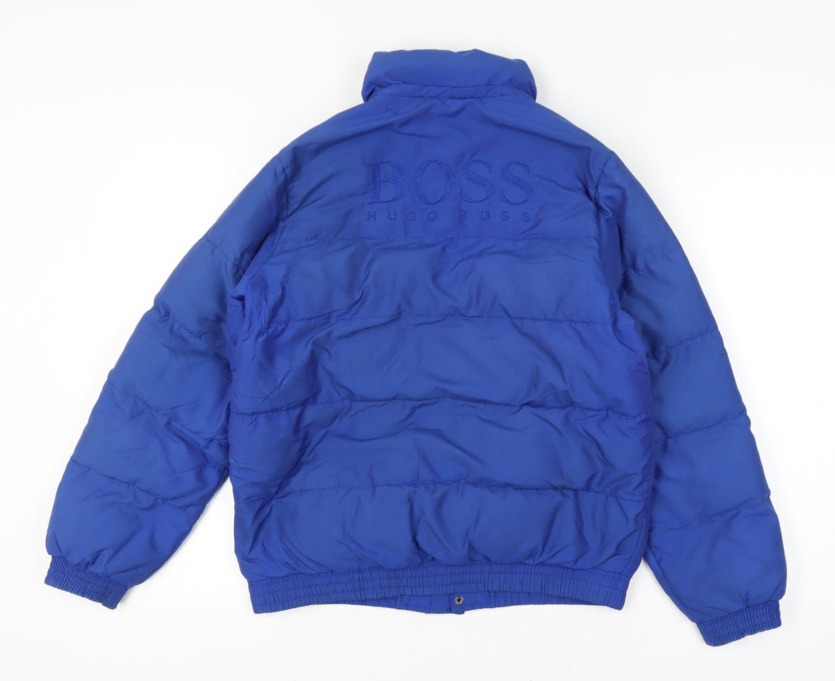 Hugo Boss Boys Blue 14 Years Puffer Jacket Quilted Insulated Logo