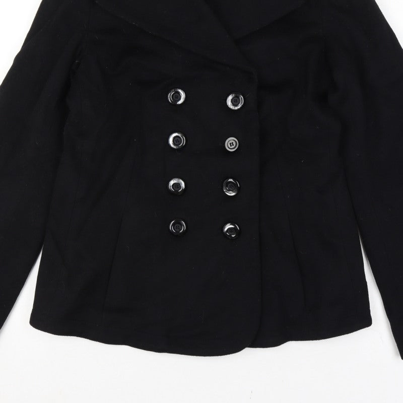 Armani Collezioni Women’s Black Wool Pea Coat UK 10 Buttoned