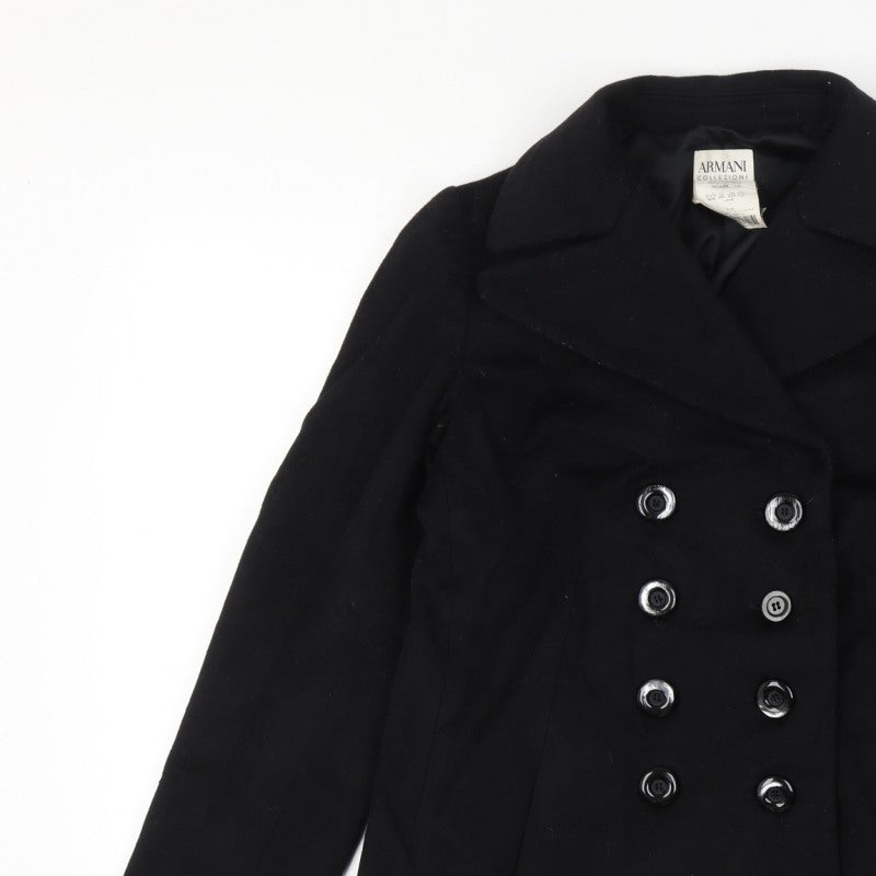Armani Collezioni Women’s Black Wool Pea Coat UK 10 Buttoned