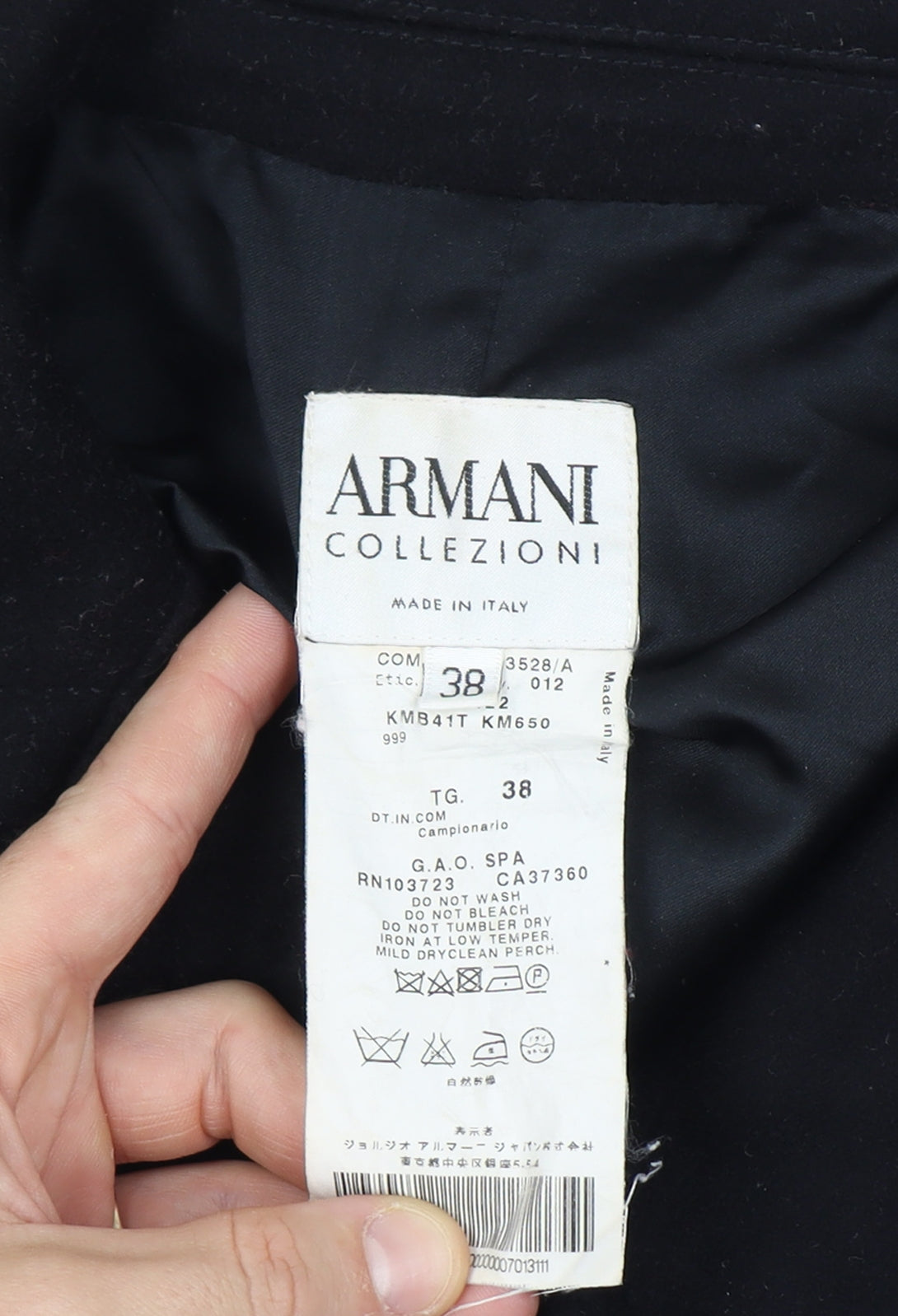 Armani Collezioni Women’s Black Wool Pea Coat UK 10 Buttoned
