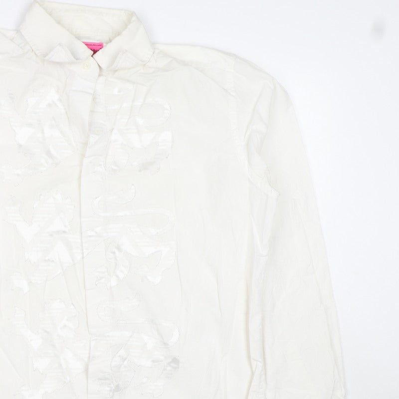 L.A. Ink Shirt Men’s Ivory XL Embroidered Dragon Long Sleeve Button-Up