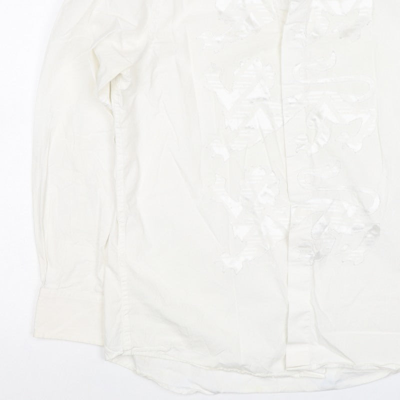 L.A. Ink Shirt Men’s Ivory XL Embroidered Dragon Long Sleeve Button-Up