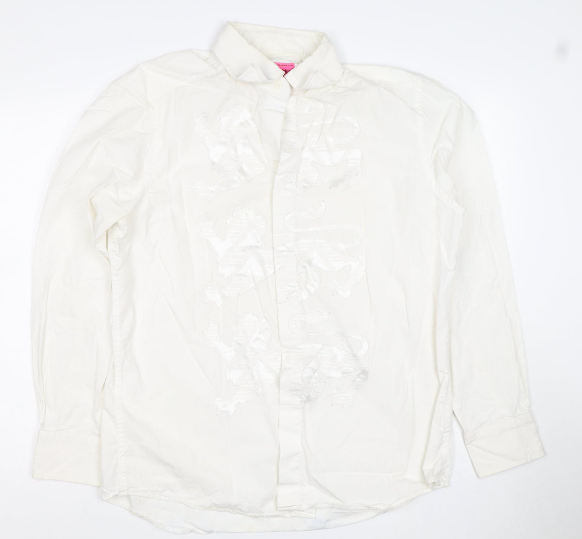 L.A. Ink Shirt Men’s Ivory XL Embroidered Dragon Long Sleeve Button-Up