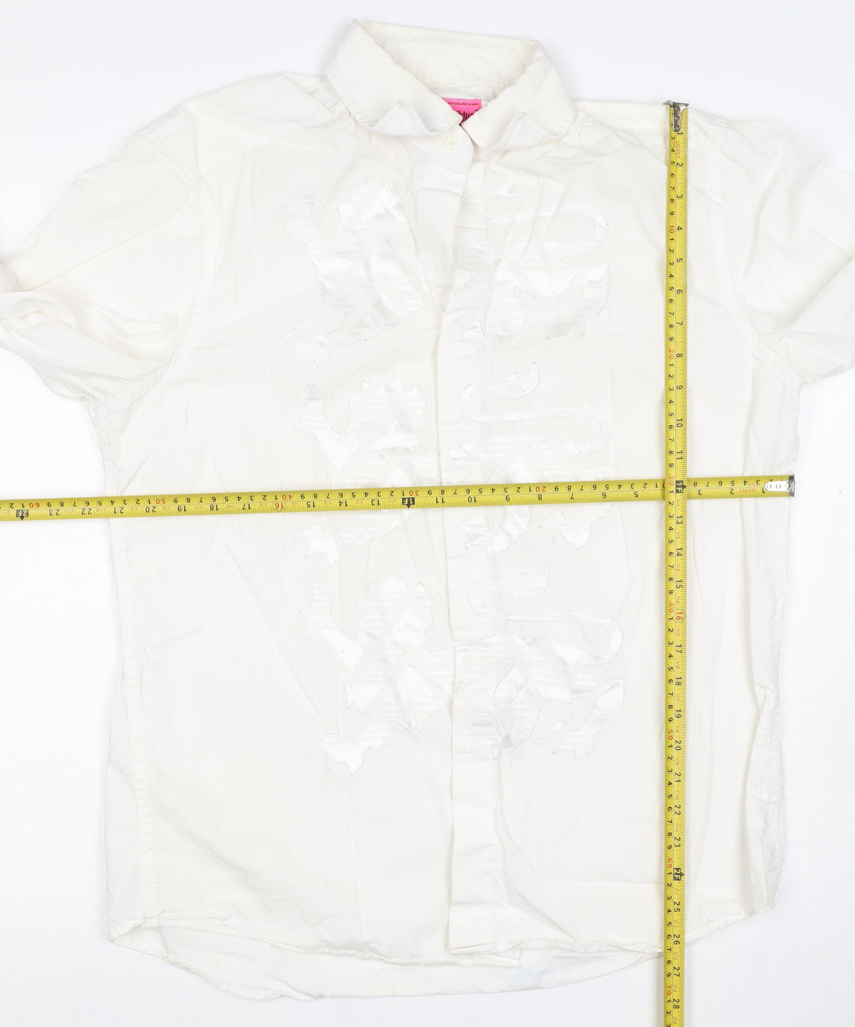 L.A. Ink Shirt Men’s Ivory XL Embroidered Dragon Long Sleeve Button-Up