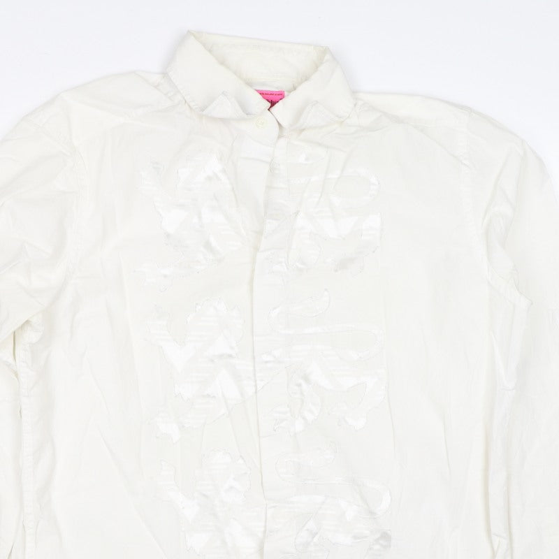 L.A. Ink Shirt Men’s Ivory XL Embroidered Dragon Long Sleeve Button-Up