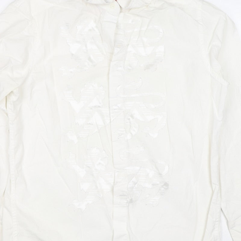 L.A. Ink Shirt Men’s Ivory XL Embroidered Dragon Long Sleeve Button-Up