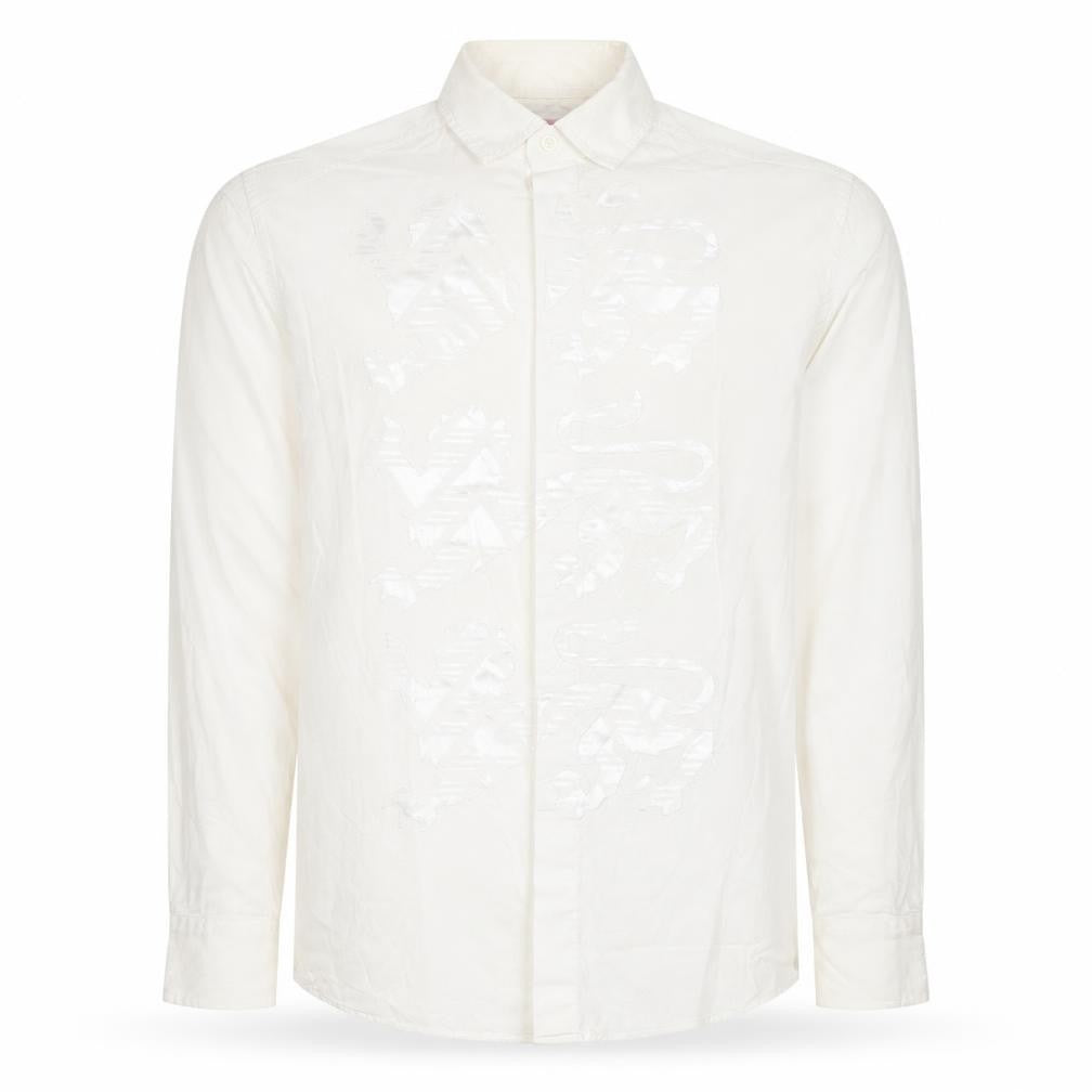L.A. Ink Shirt Men’s Ivory XL Embroidered Dragon Long Sleeve Button-Up