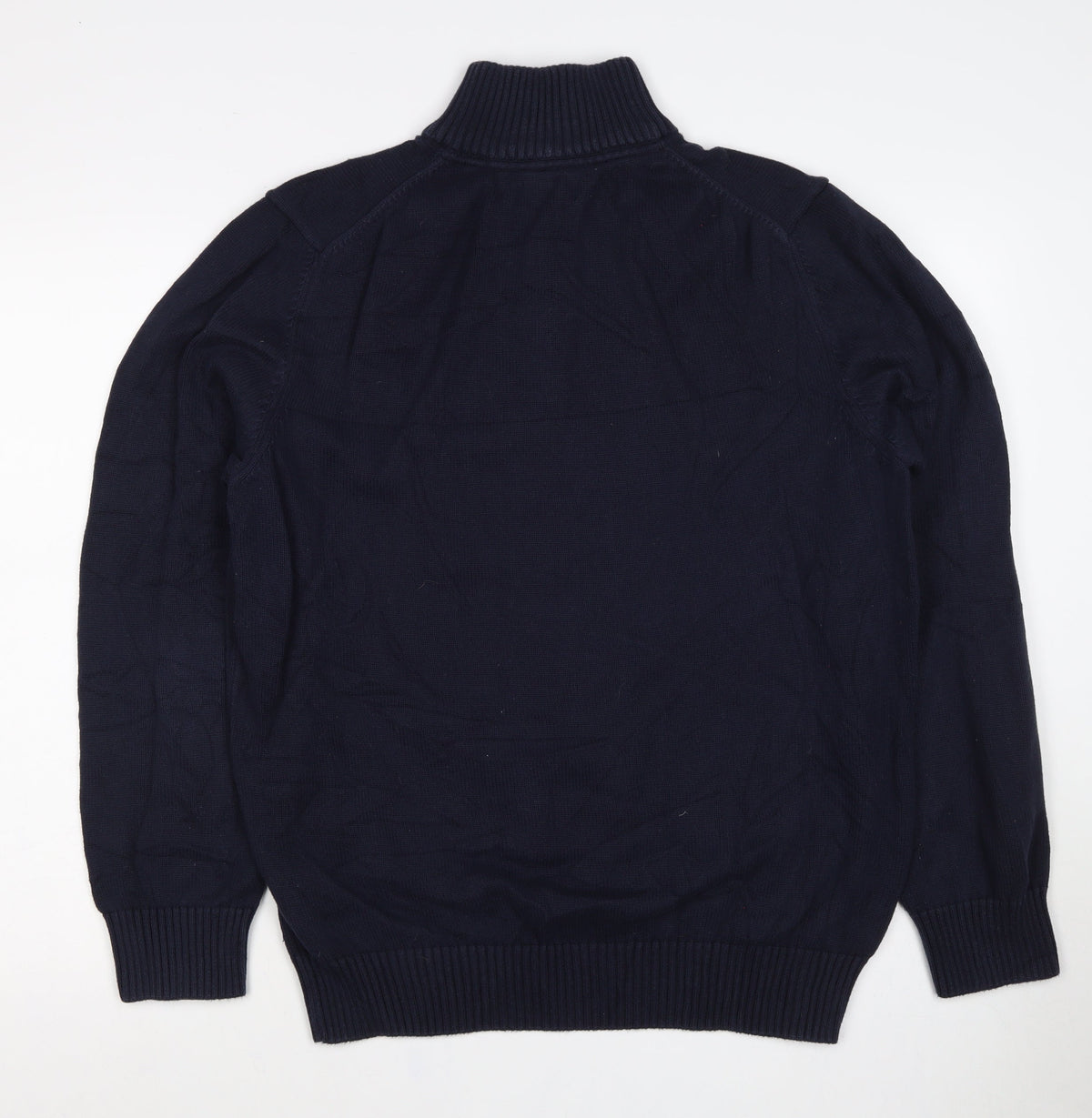 GANT Mens Blue XL Half Zip High Neck Logo Knit Jumper